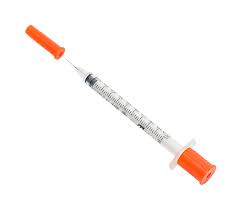 Hypodermic Syringe, Plastic, Latex-Free, with Fixed Needle for Insulin Injection (100 Units/1 mL) 